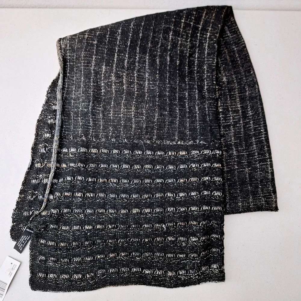 Ellen Tracy Knit Scarf Black Metallic Accent Wrap NEW W/TAGS